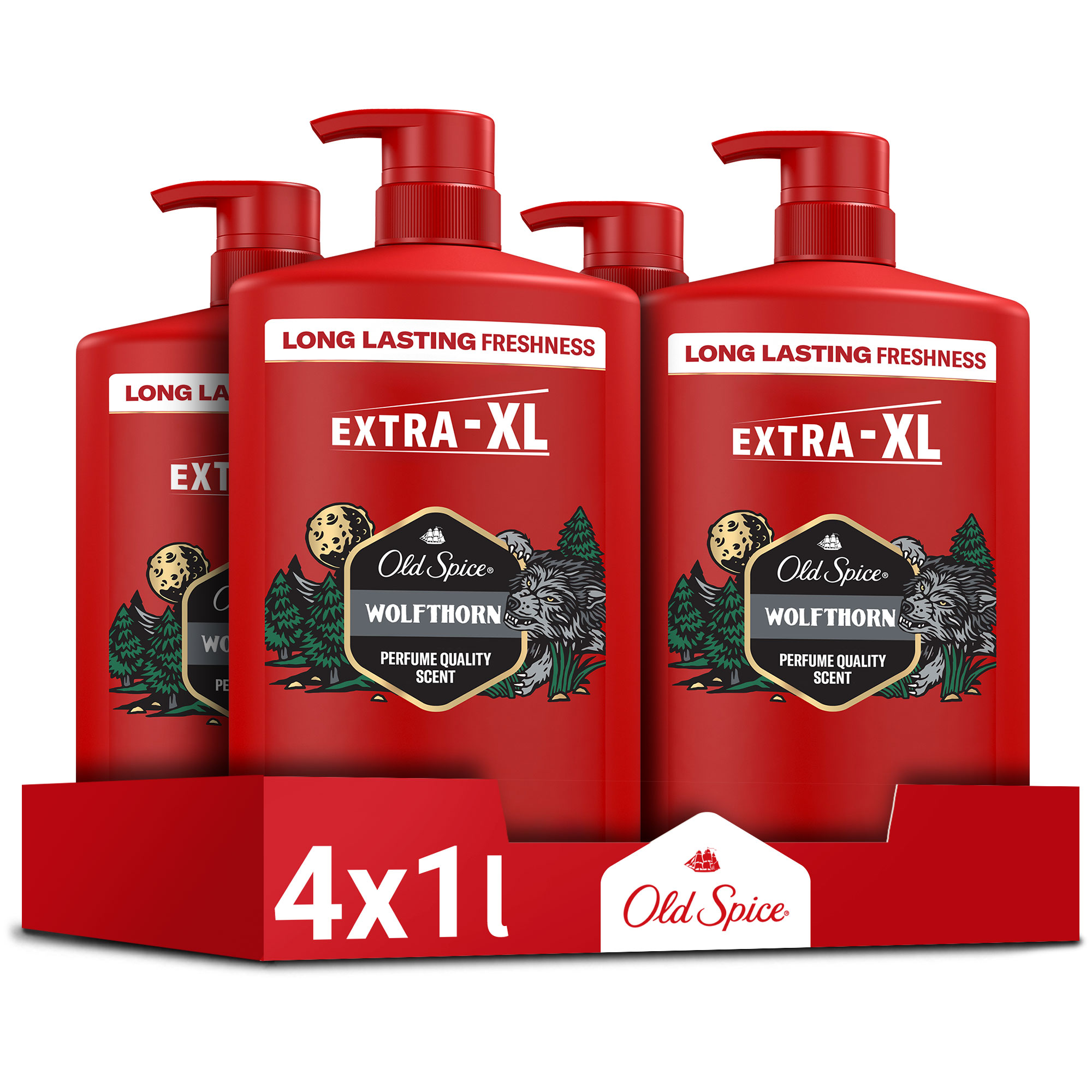 Old Spice Wolfthorn Męski Żel pod prysznic, Szampon 3w1 4x1L