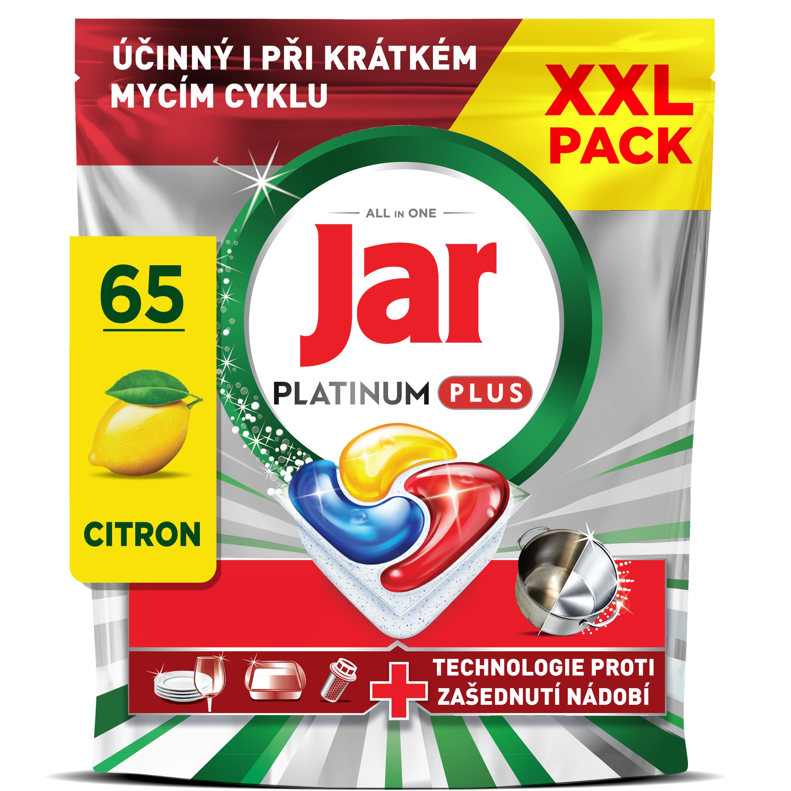 Levně Jar Platinum Plus Lemon tablety do myčky 65 ks