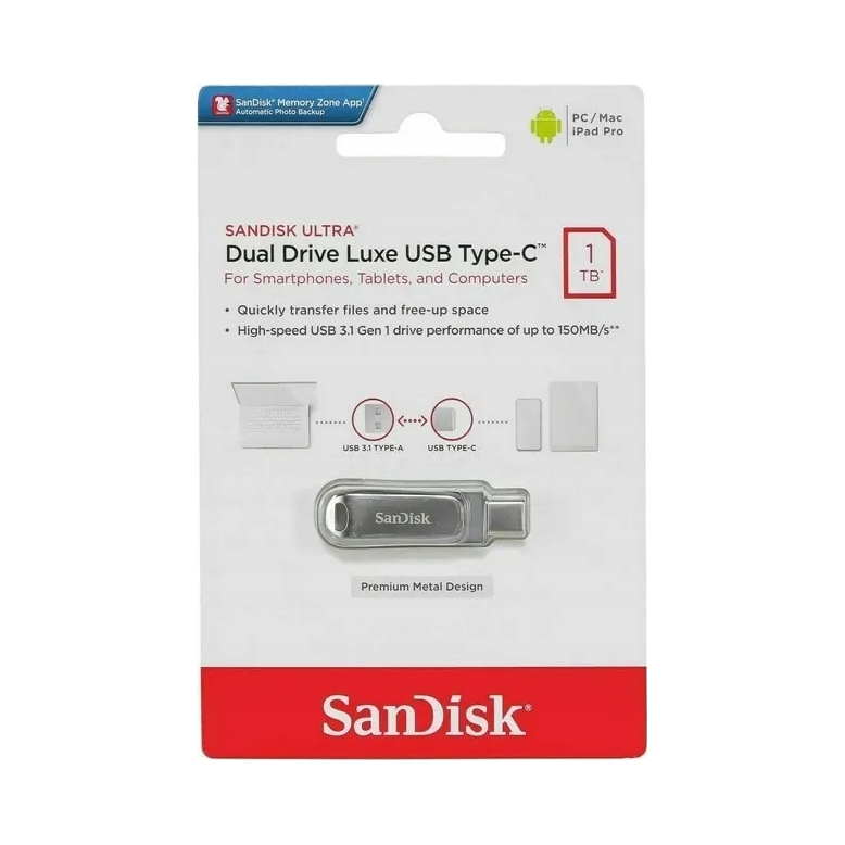 Flash disk SanDisk 1 Tb Ultra Dual Luxe Usb-c kovový 400 MB/s