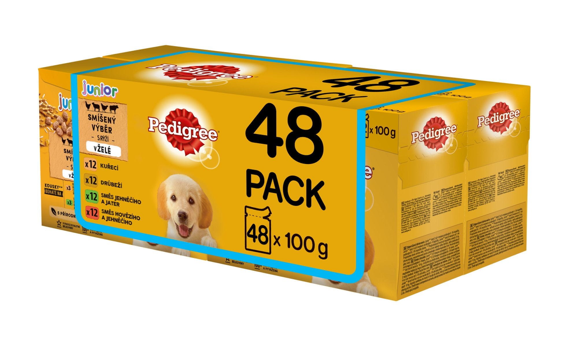 Levně Kapsička pro štěňata mass výběr s rýží v želé 48x100 g