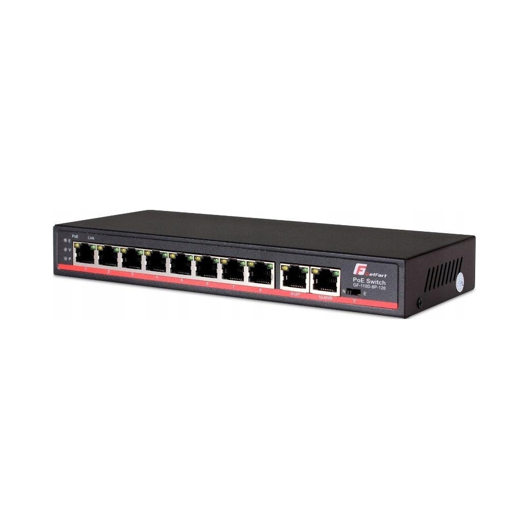 Switch Getfort GF-110D-8P-120 8x PoE, uchwyty RACK do kamer IP