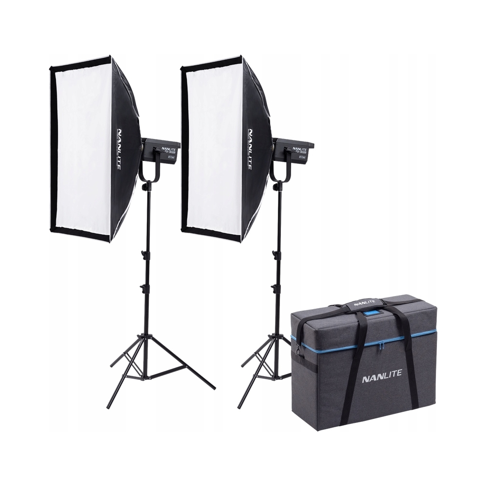 Zestaw lampa Nanlite 2x FS-300B Led Bi-color 2x statyw 2x softbox torba