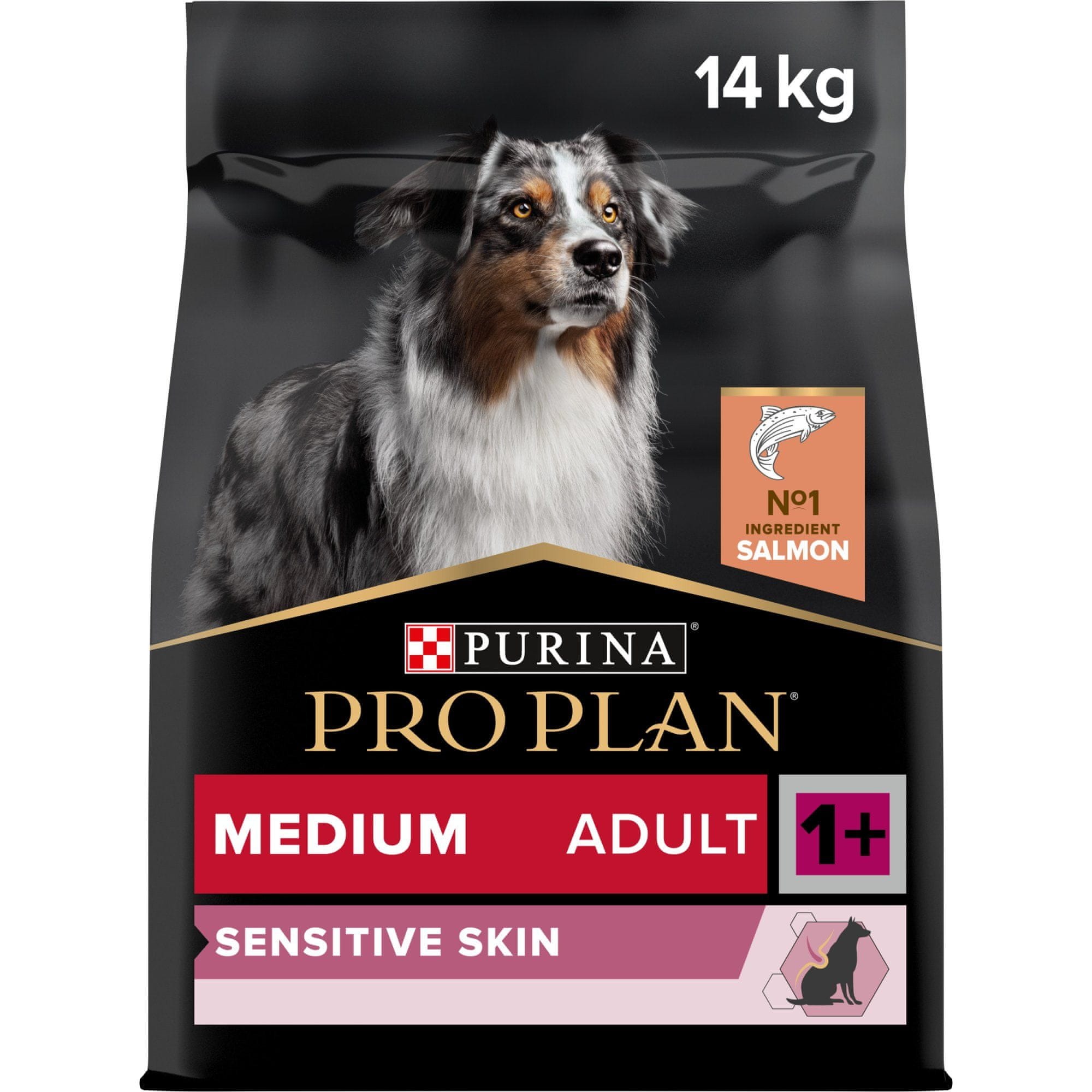 Levně Purina Pro Plan suché krmivo pro dospělé psy se střední citlivou kůží 14 kg