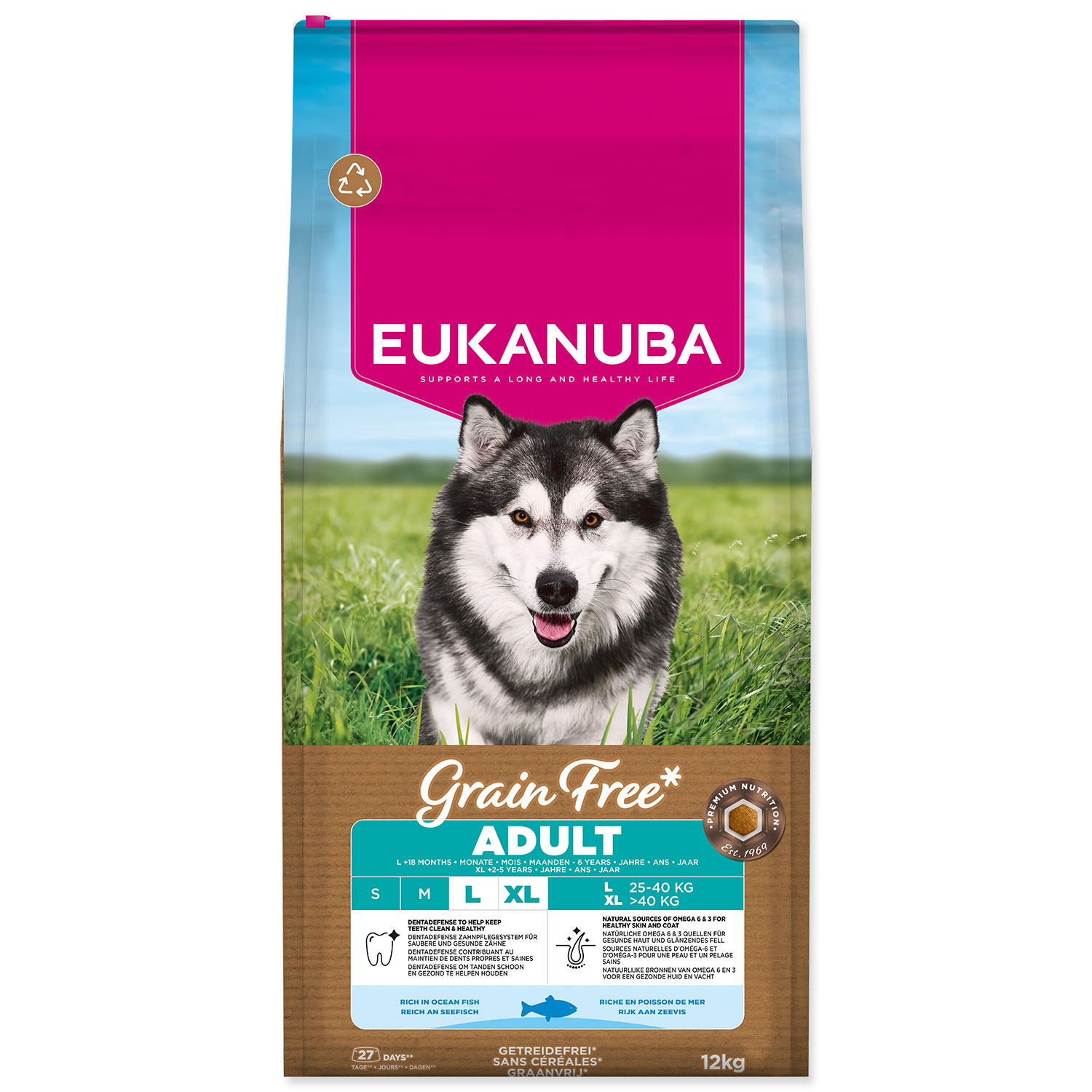 Levně Granule Eukanuba Grain Free Adult Large rich in ocean fish 12kg