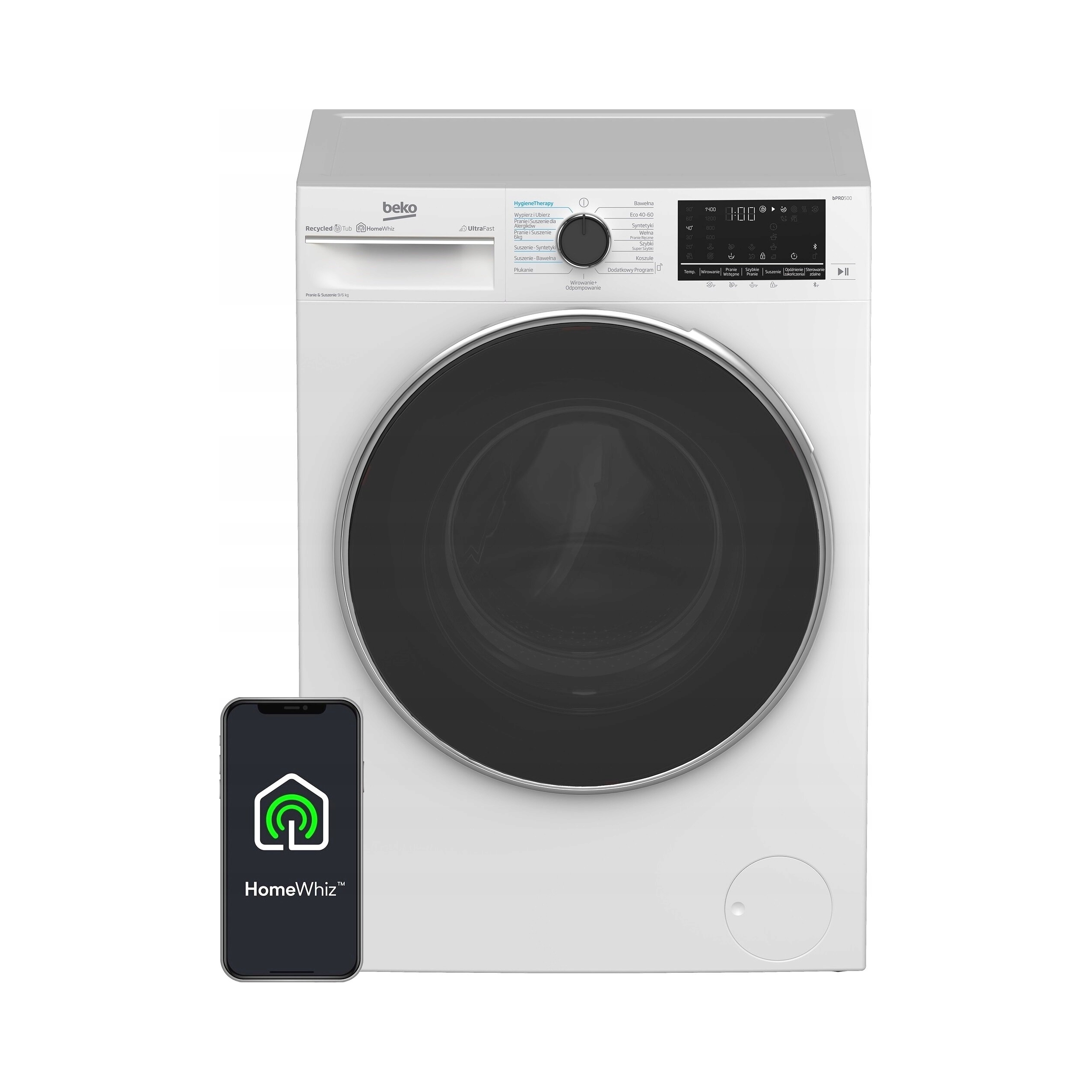 Pralko-suszarka BEKO B5DFT594427WPB 9/6kg 1400obr. SteamCure Wash&Wear