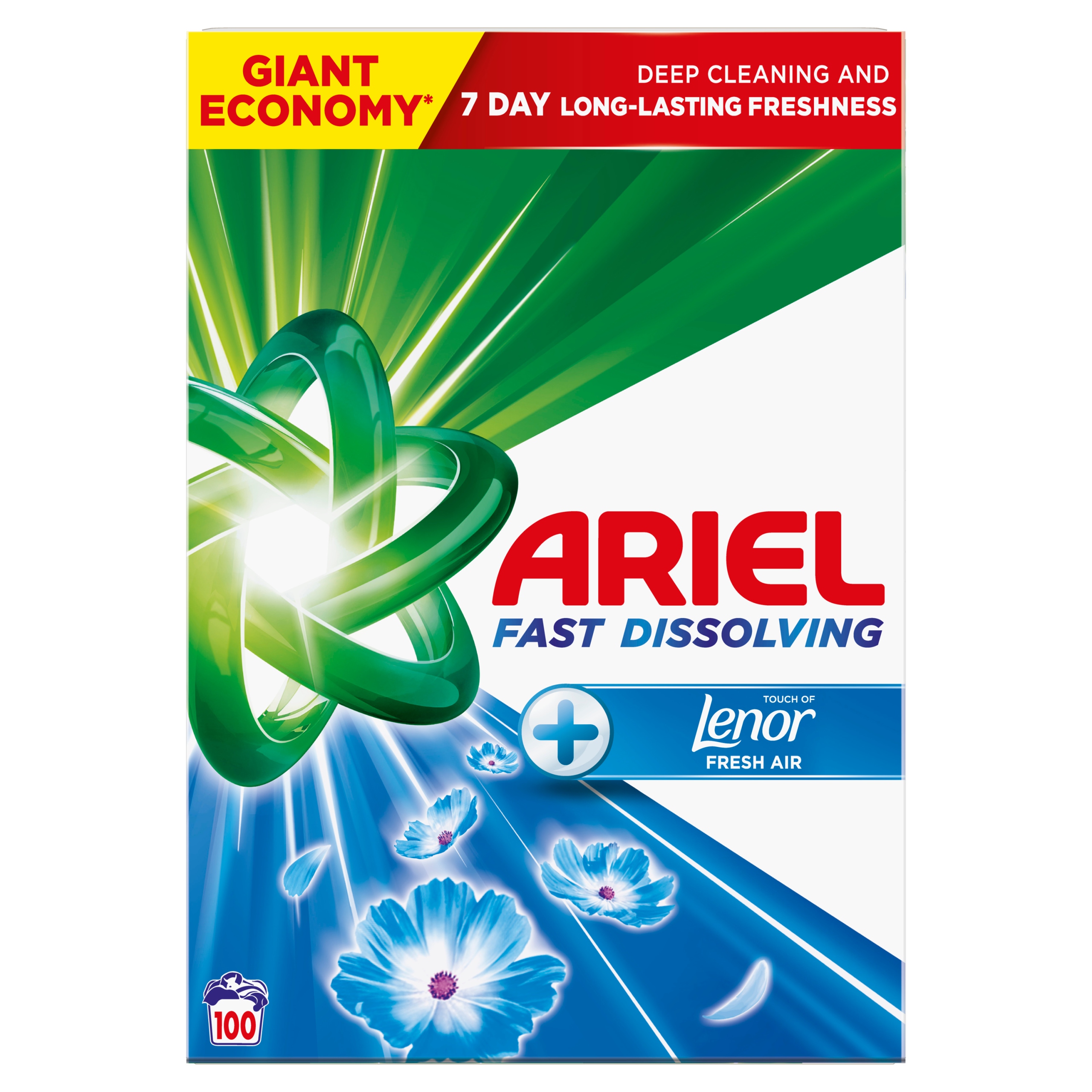 Levně Ariel prací prášek Aqua Puder Touch of Lenor 100 praní, 5,5 kg