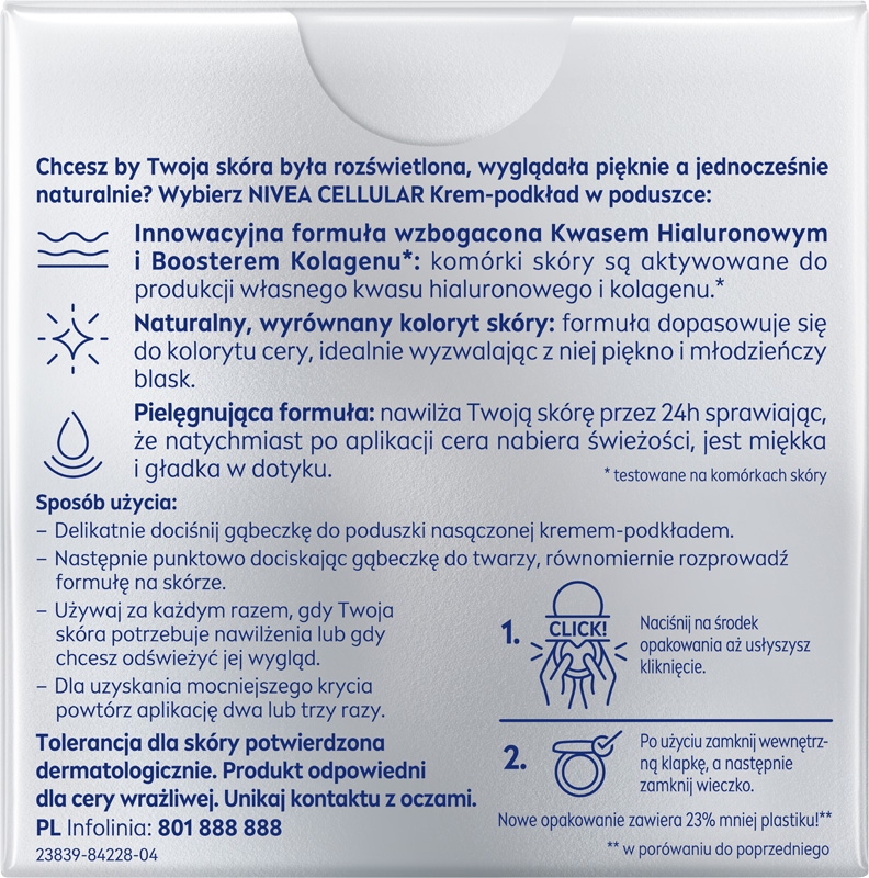 NIVEA Cellular Expert Finish 3w1 CARE krem podkład NATURLANY 02 MITTEL MIX Właściwości rozświetlające