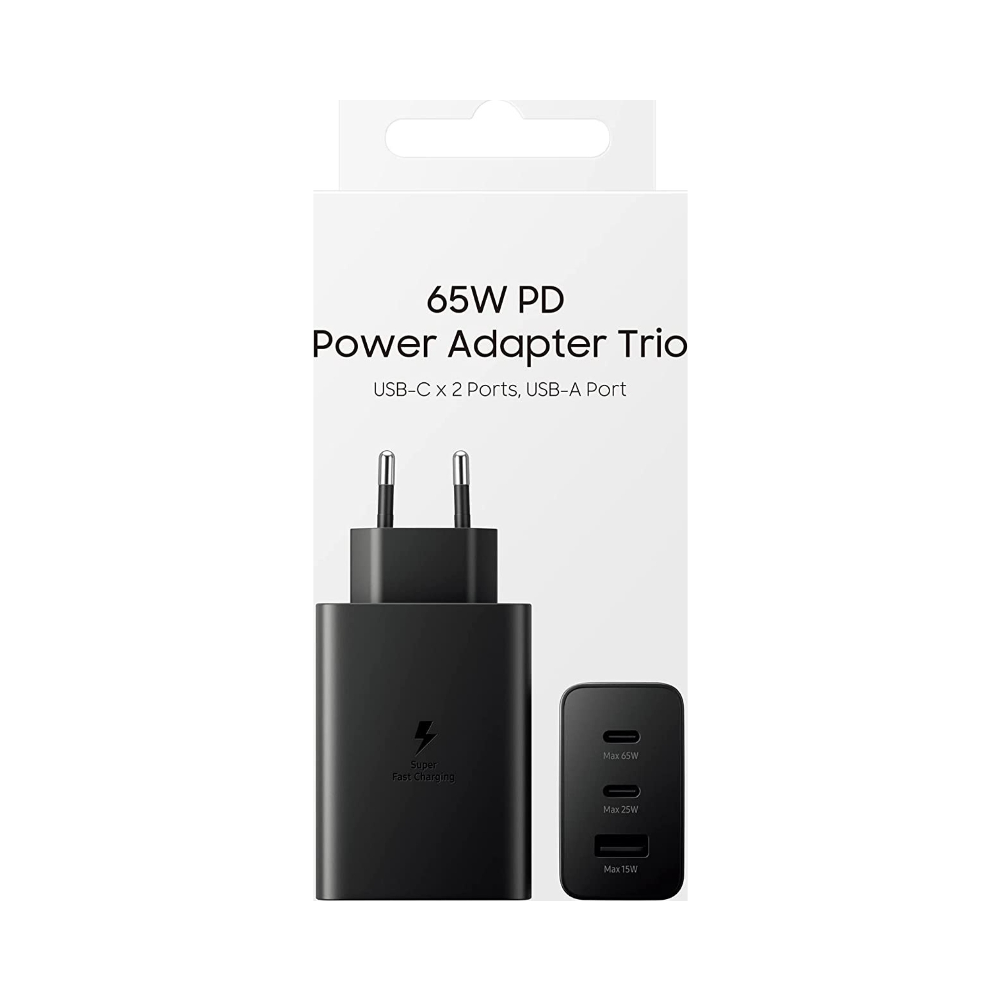 Szybka Ładowarka Samsung Trio 3x Usb 65W 1x Usb-a +2x Usb-c EP-T6530NBEGEU