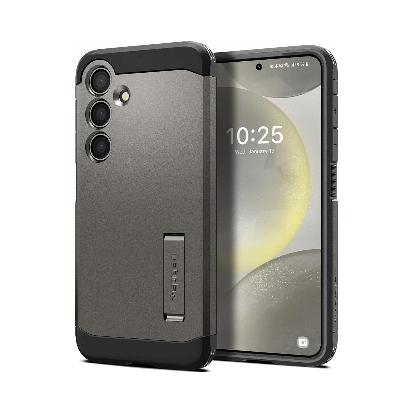 Etui do Galaxy S24, Spigen Tough Armor Gunmetal, mocne plecki z kickstand
