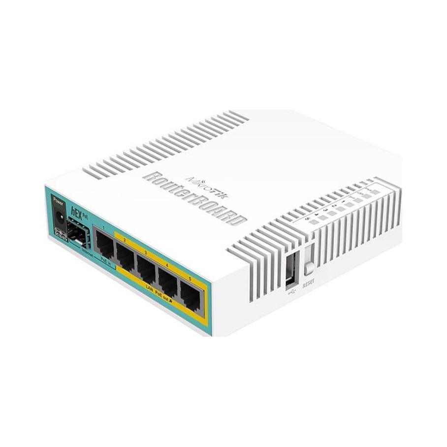 MikroTik hEX PoE Router, 5x RJ45 1000Mb/s, 1x Sfp, 1x Usb RB960PGS