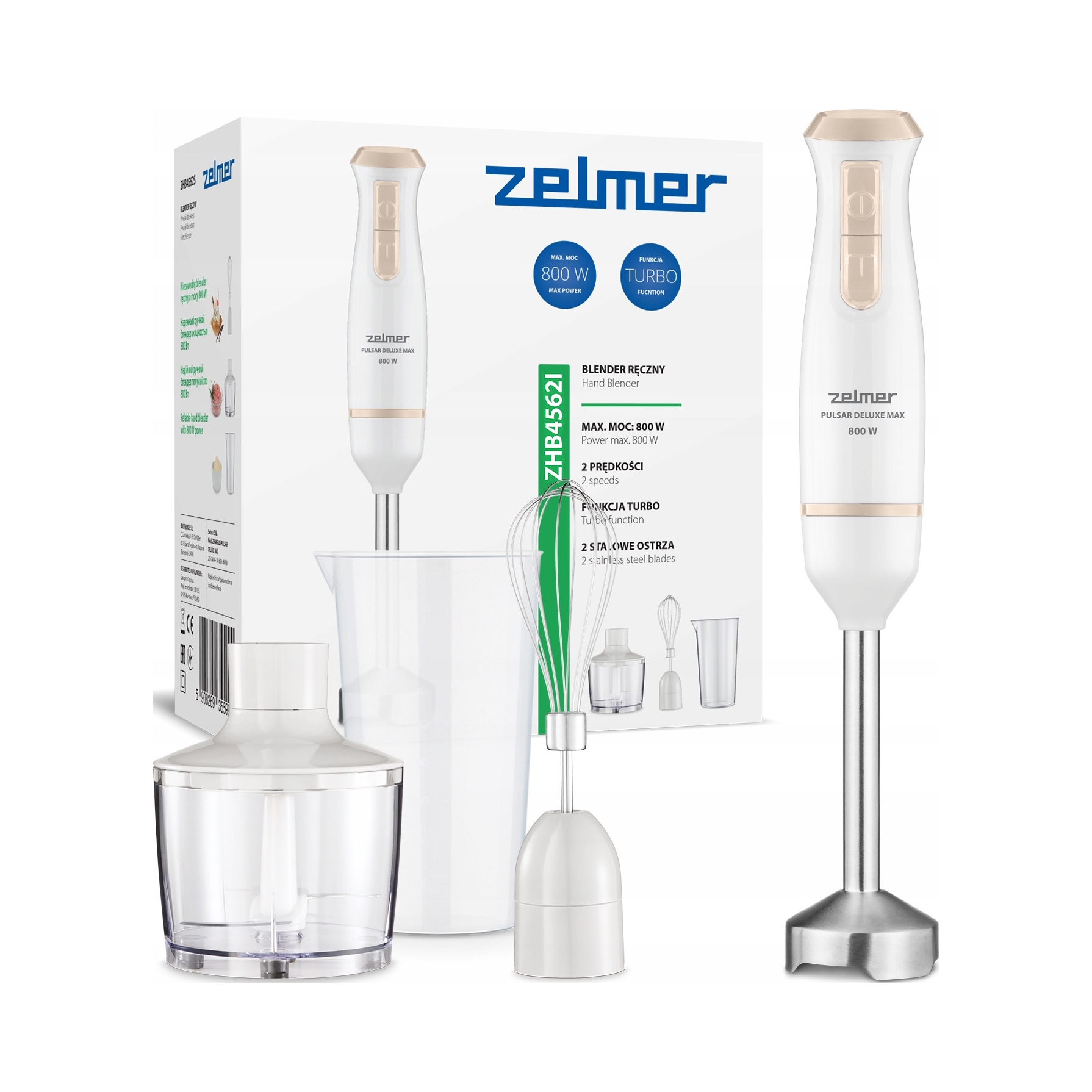 Blender ręczny Zelmer ZHB4562I Pulsar Deluxe Max 800 W funkcja Turbo