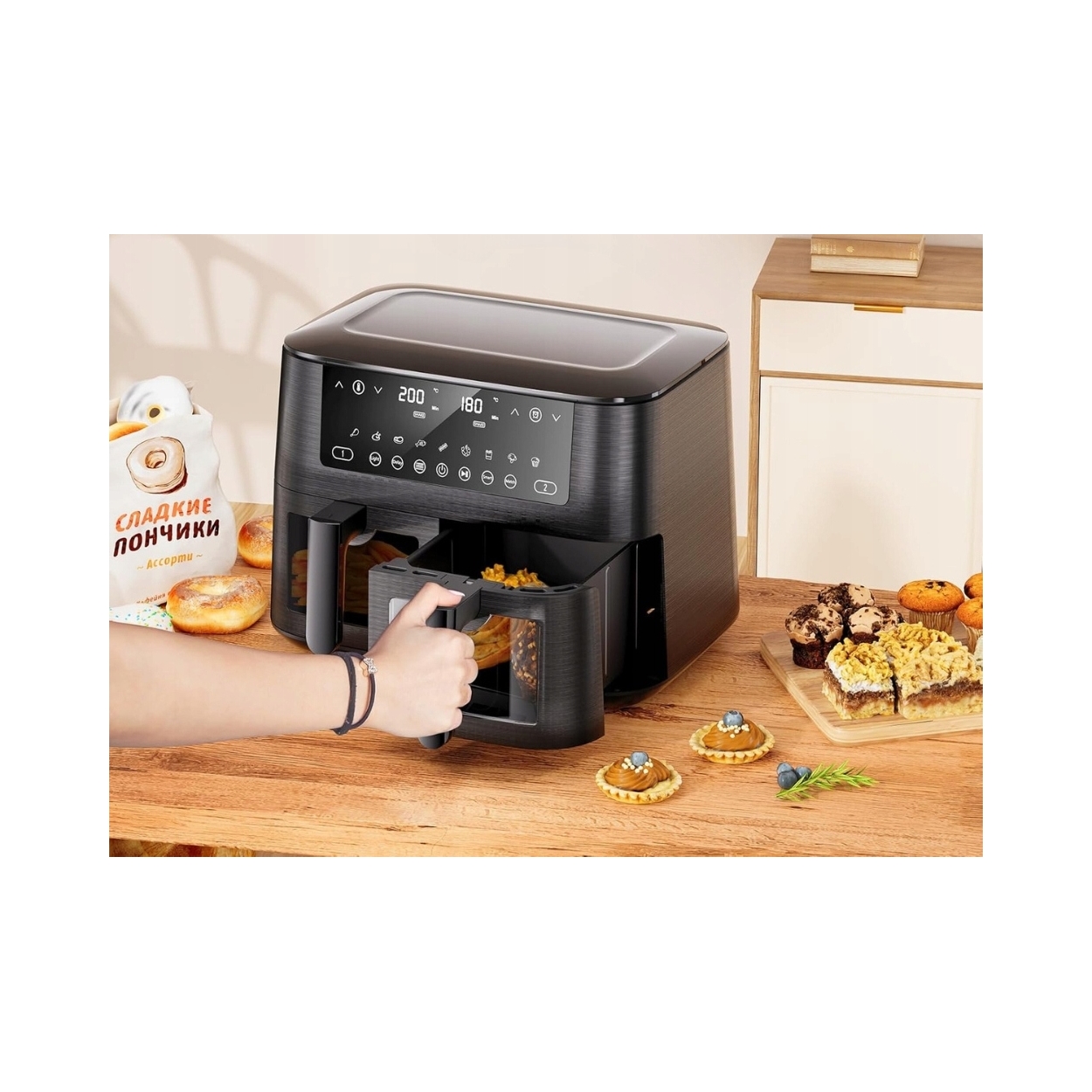 DUAL ZONE AIRFRYER 9L XL 2 Szuflady Zdrowe Gotowanie — miniatura 7