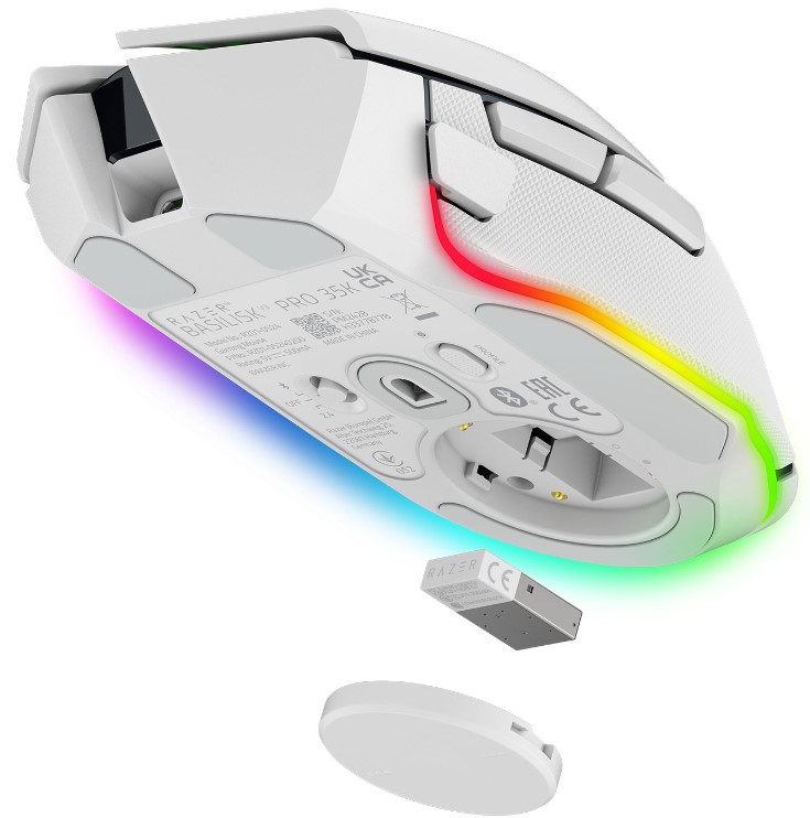 RAZER Mysz Gamingowa Basilisk V3 Pro 35K, Bezprzewodowa, Biała — 6