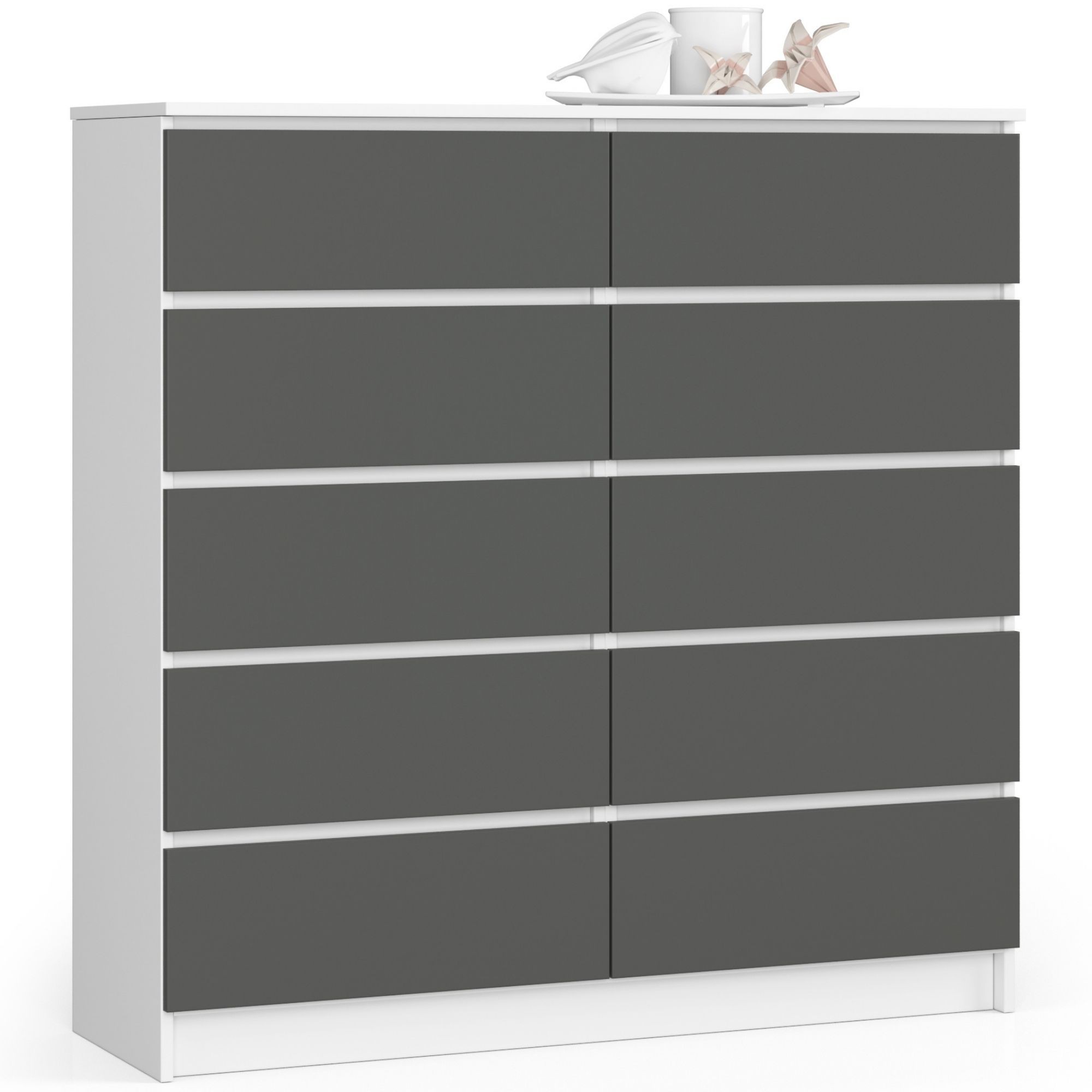 Komoda K120 10SZ Clp Pk Biały Szary