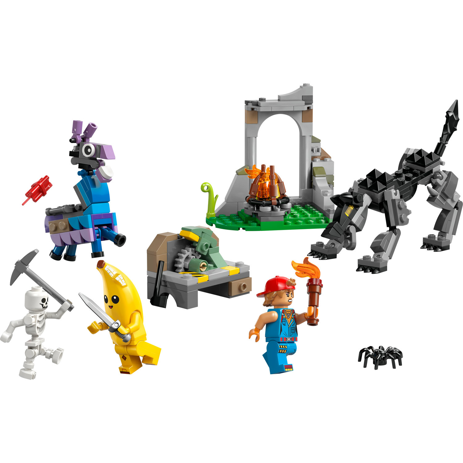 Lego Fortnite 77075 Skinů, Jiskra A Tábor Odyssey, Figurky Lamy A Vlka