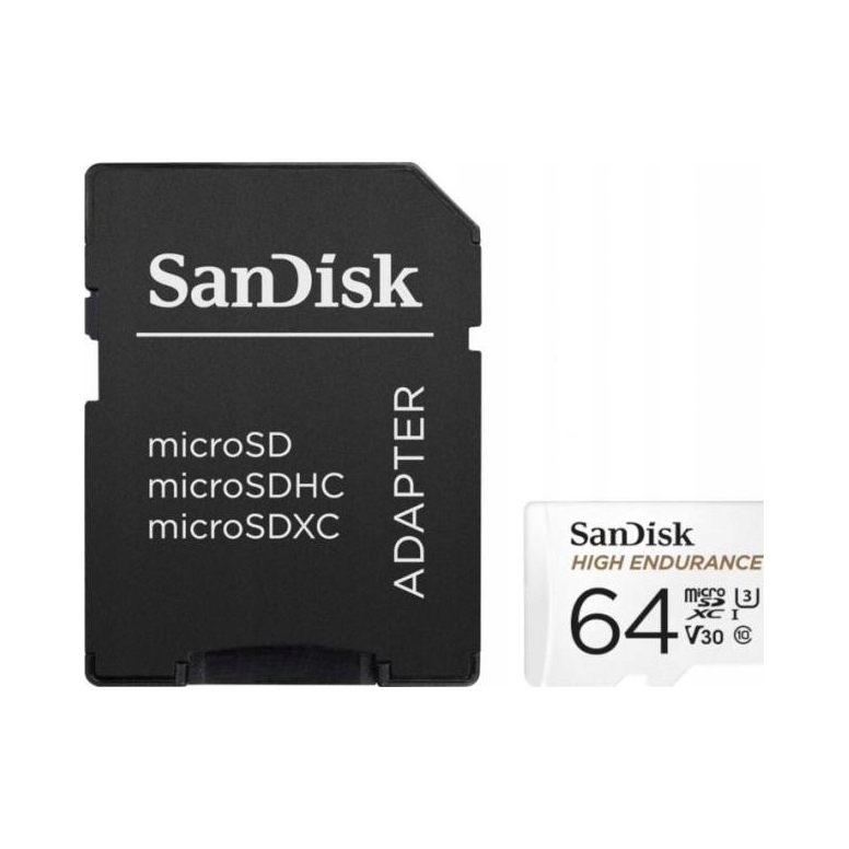Karta SanDisk High Endurance microSDXC 64 Gb V30 do kamer adapter Sd