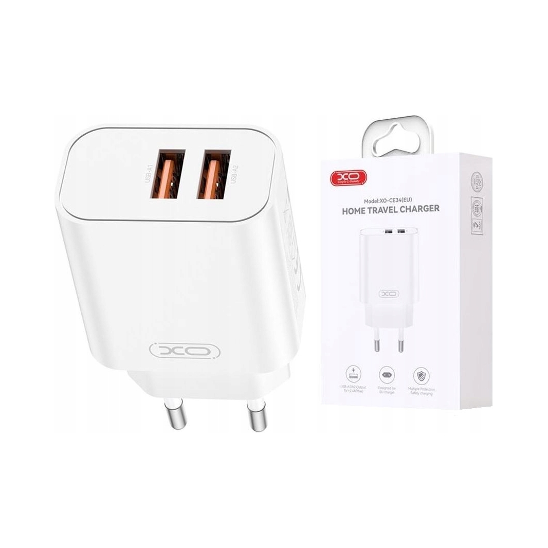 Xo ładowarka sieciowa CE34 2x Usb 2,4A biała Xo