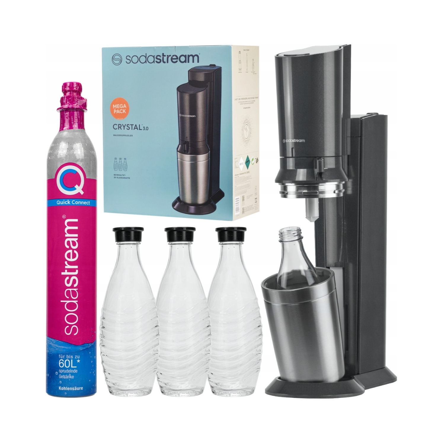 Saturator SodaStream Crystal 3.0 Titan QuickConnect 3 karafki