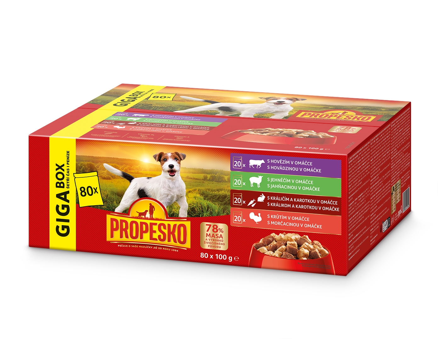 Levně Propesko kapsička pro psy s omáčkou 80 × 100 g