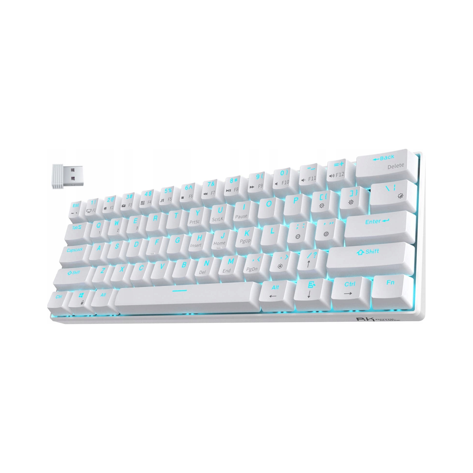 ROYAL KLUDGE RK61 White Gaming Keyboard Red switch — 3