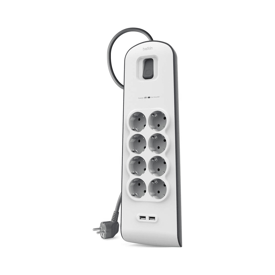 Belkin prepäťová ochrana 8 zásuviek, 900J, 2M, 2 porty Usb-a 2.4A biela