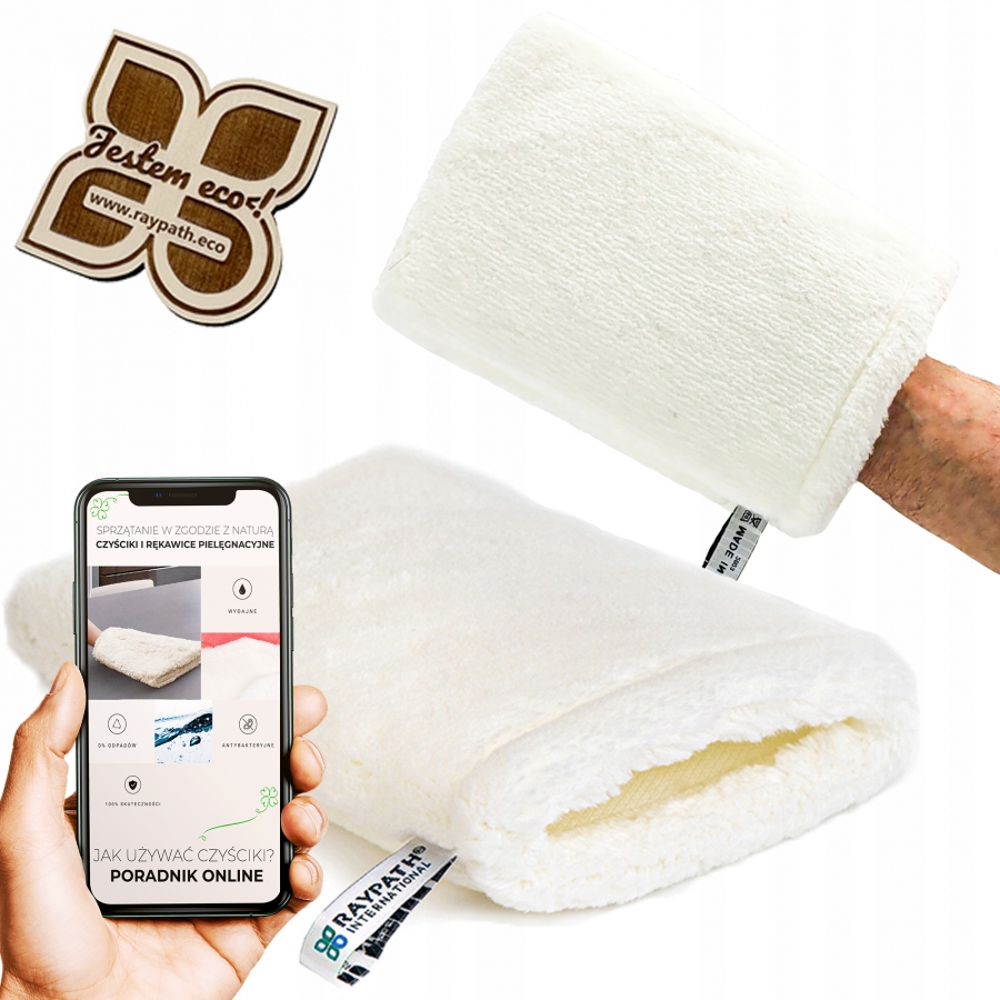 Levně Raypath Čistící rukavice Bílá M, povrch na mokré povrchy s nanostříbrem