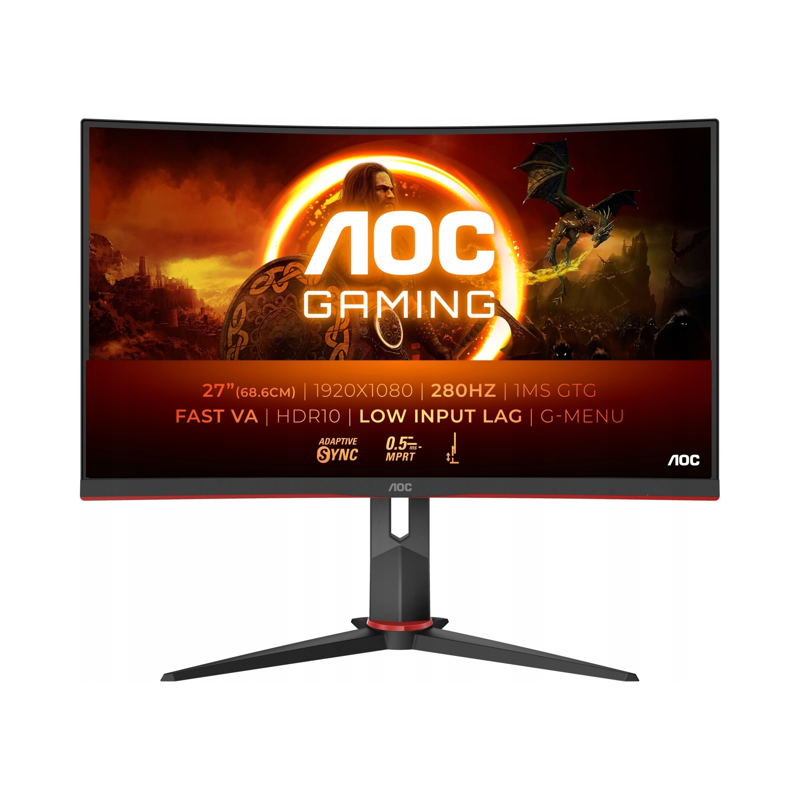 Herný monitor 27 palcov Aoc C27G2Z3/BK Fhd Va 280Hz 0,5ms HDR10 herný režim