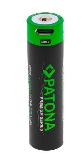 Patona bateria 18650, Li-Ion, 3300mAh, Premium 3,7V, z ładowaniem przez Usb-c