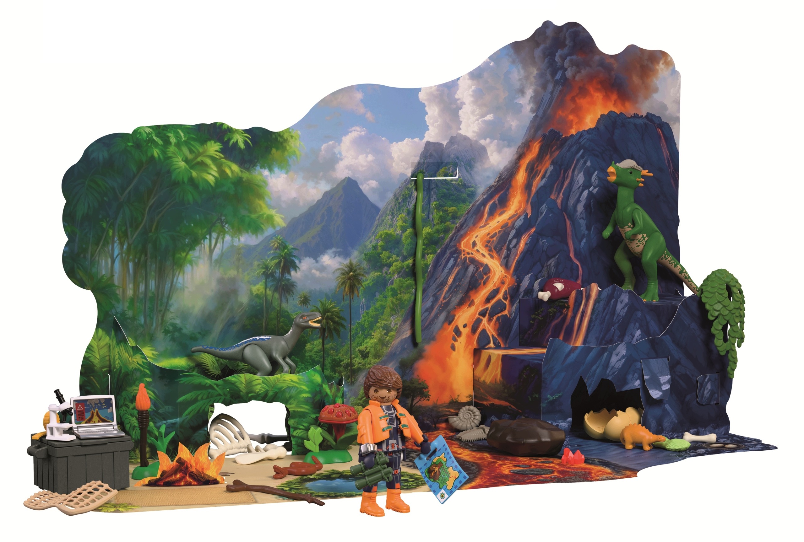 Адвент-календарь Playmobil 72225 Экспедиция динозавров, 64 детали и картонный фон, от 4 лет — фото 2