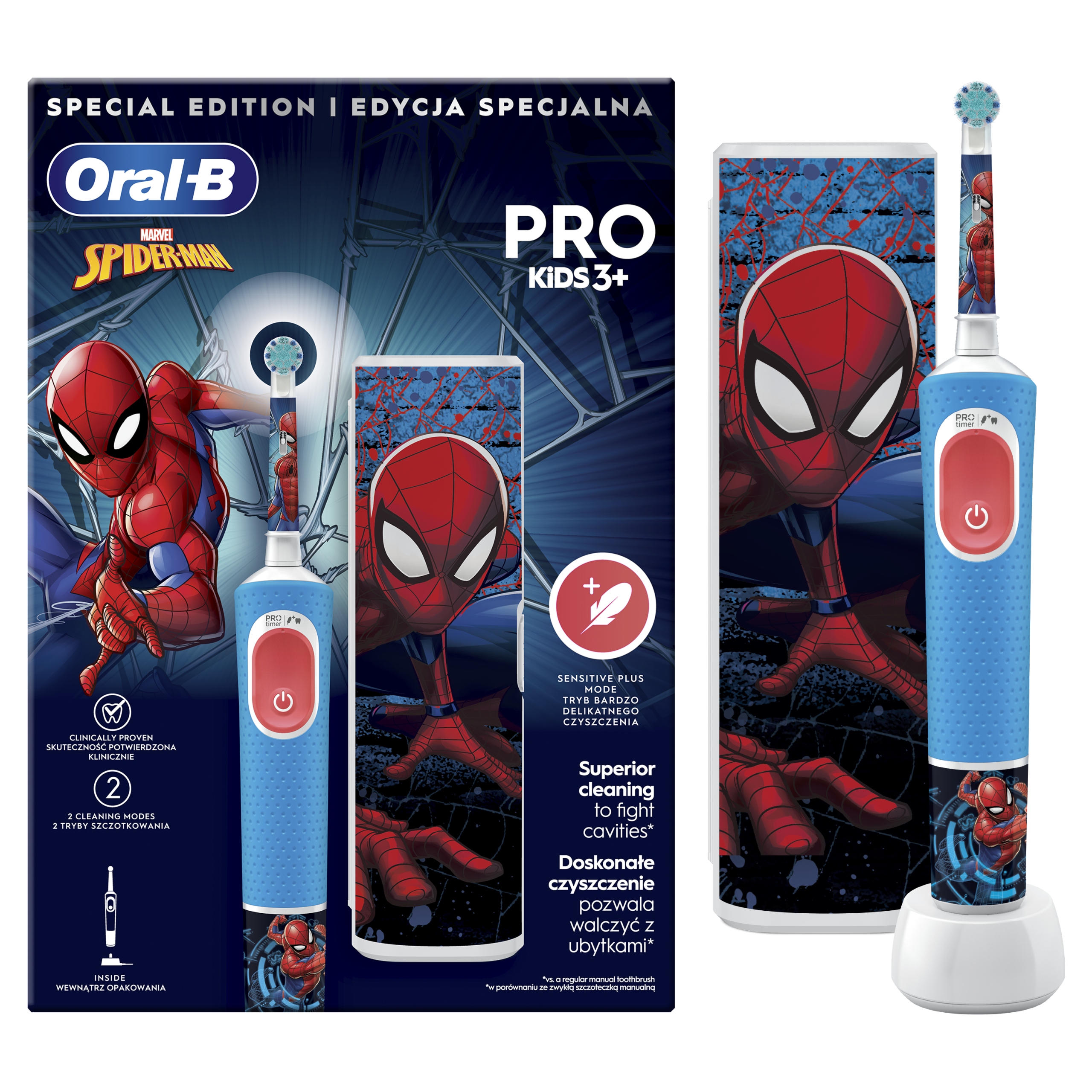 Elektryczna szczoteczka do zębów Oral-B Pro Kids 3+ Spider-Man Etui
