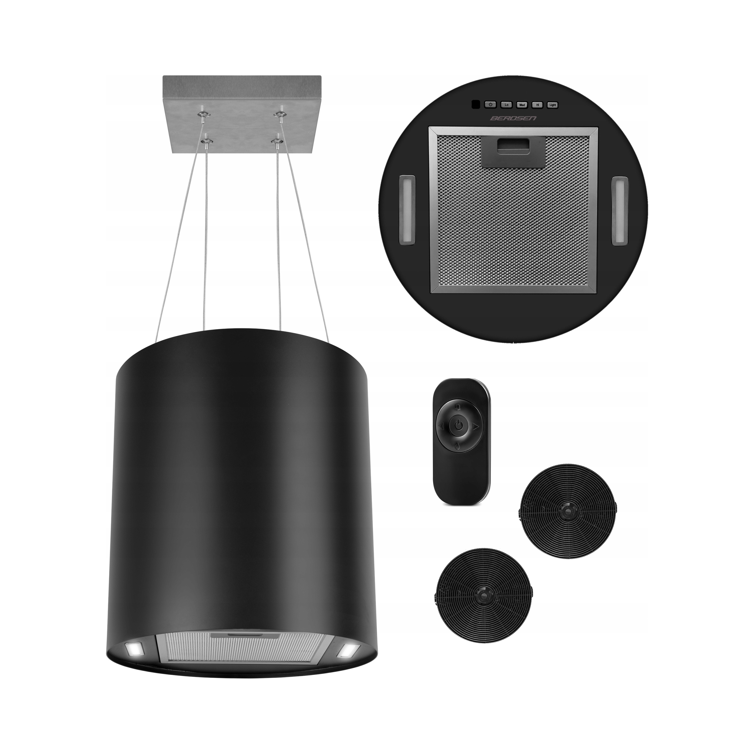 Okap kuchenny wiszący 35cm czarny BT-227