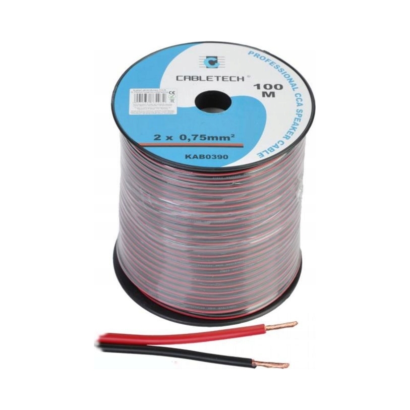 Kabel głośnikowy Cca 0. 75mm czarno- czerwony Cabletech