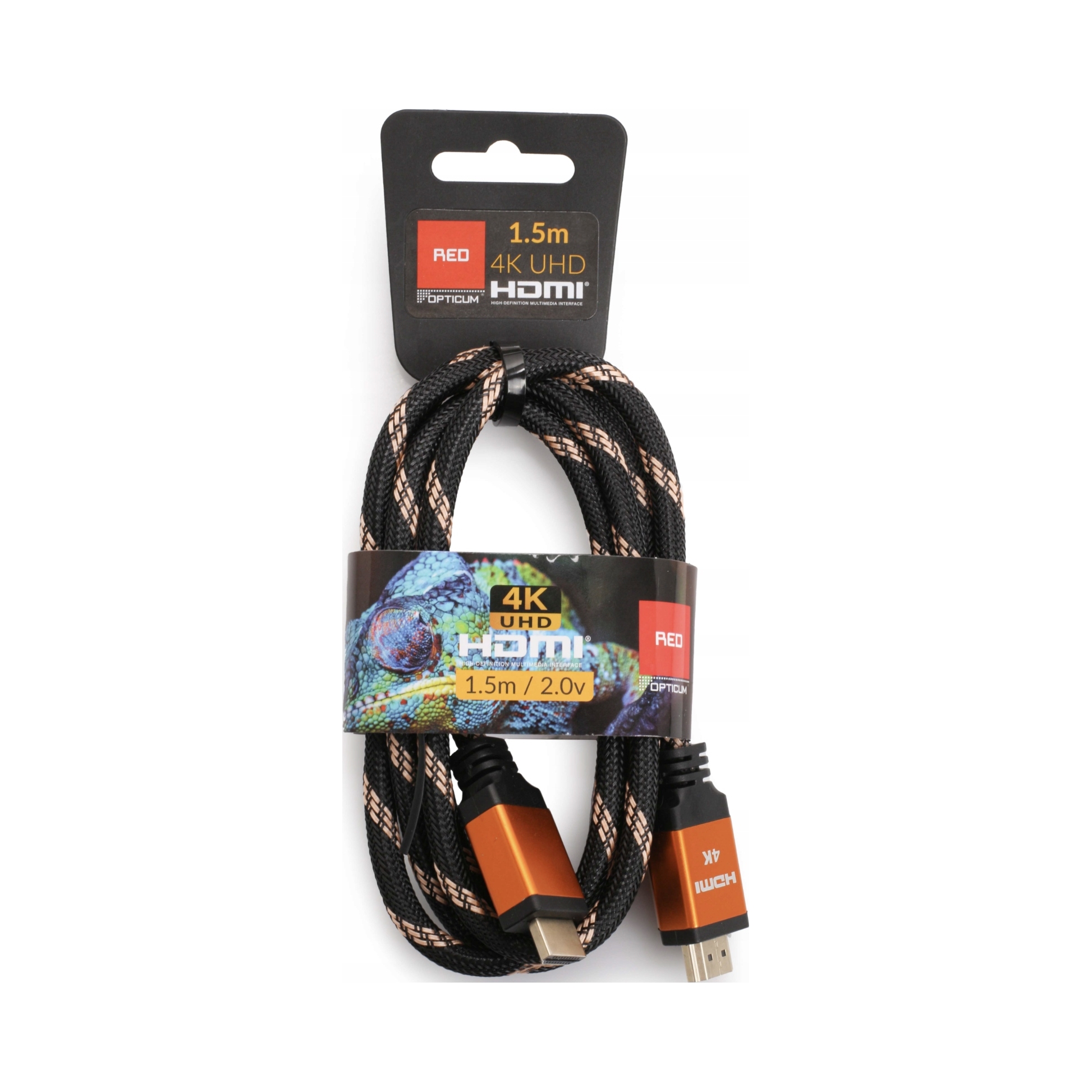 Kabel HDMI-HDMI 1,5 m 2.0V Opticum RED | 4K UHD 60Hz | pozłacane wtyki