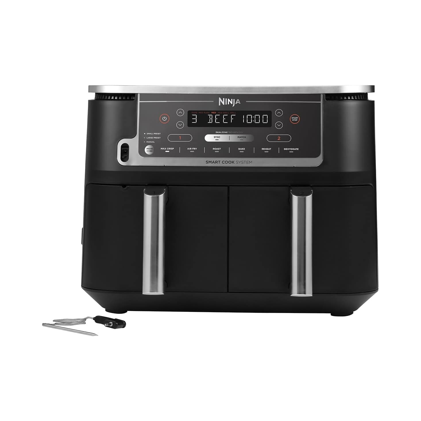 Frytkownica beztłuszczowa Dwukomorowa Czarna Ninja AF451EU 2470 W 9,5 l