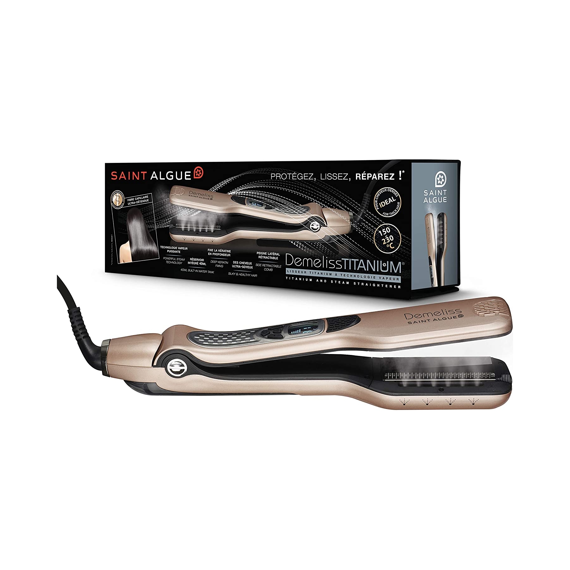 Žehlička Na Vlasy parní Demeliss Titanium Saint Algue