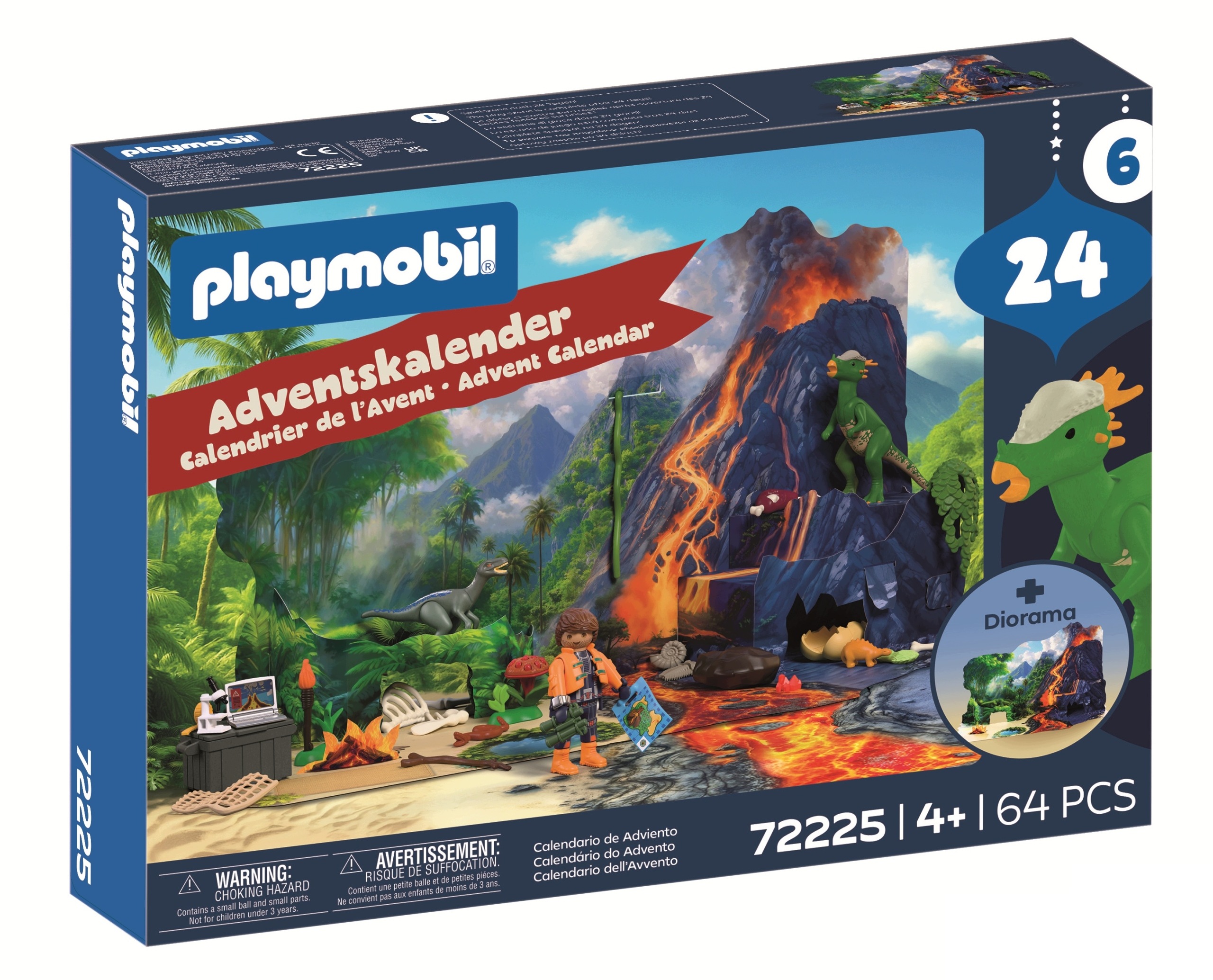 Адвент-календарь Playmobil 72225 Экспедиция динозавров, 64 детали и картонный фон, от 4 лет — фото 7