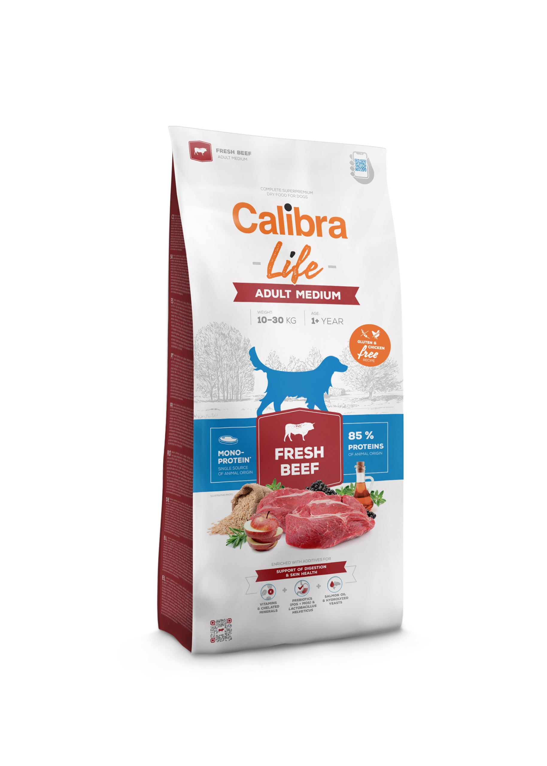 Levně Calibra Dog Life Adult Medium Čerstvé hovězí 12 kg
