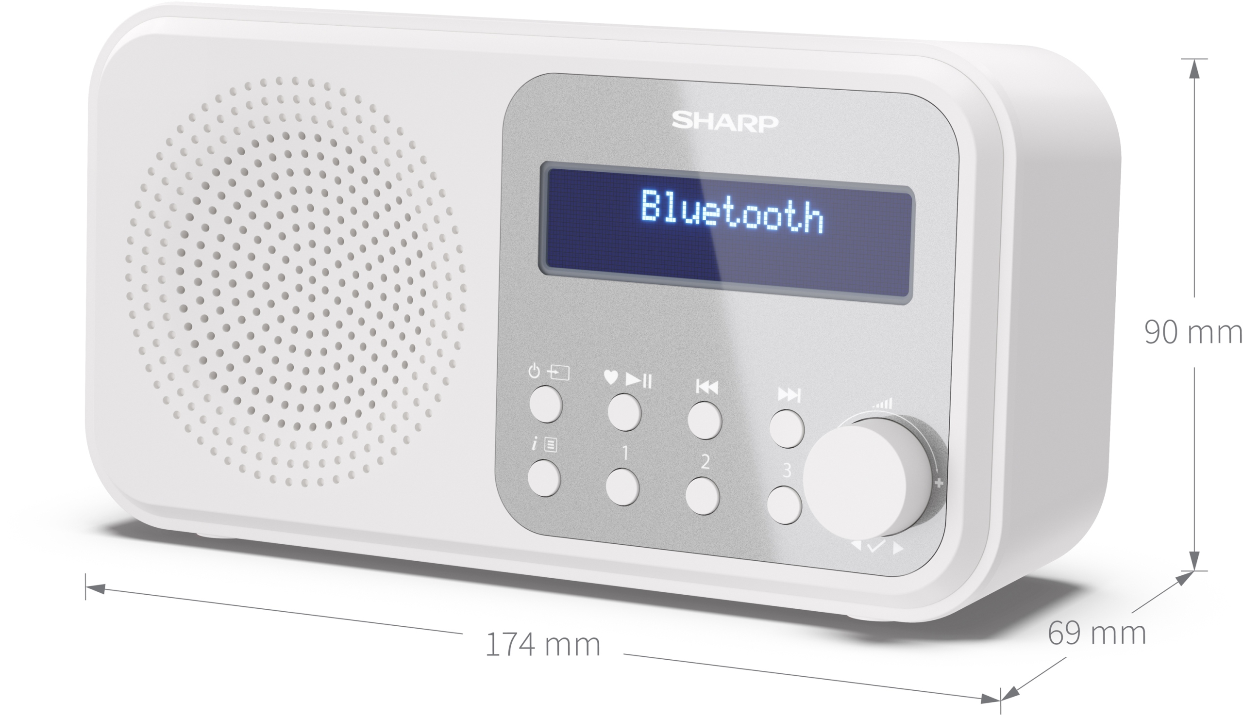 Radio sieciowo-bateryjne DAB+, FM Sharp DR-P420 Bluetooth Białe Wysokość produktu 9 cm