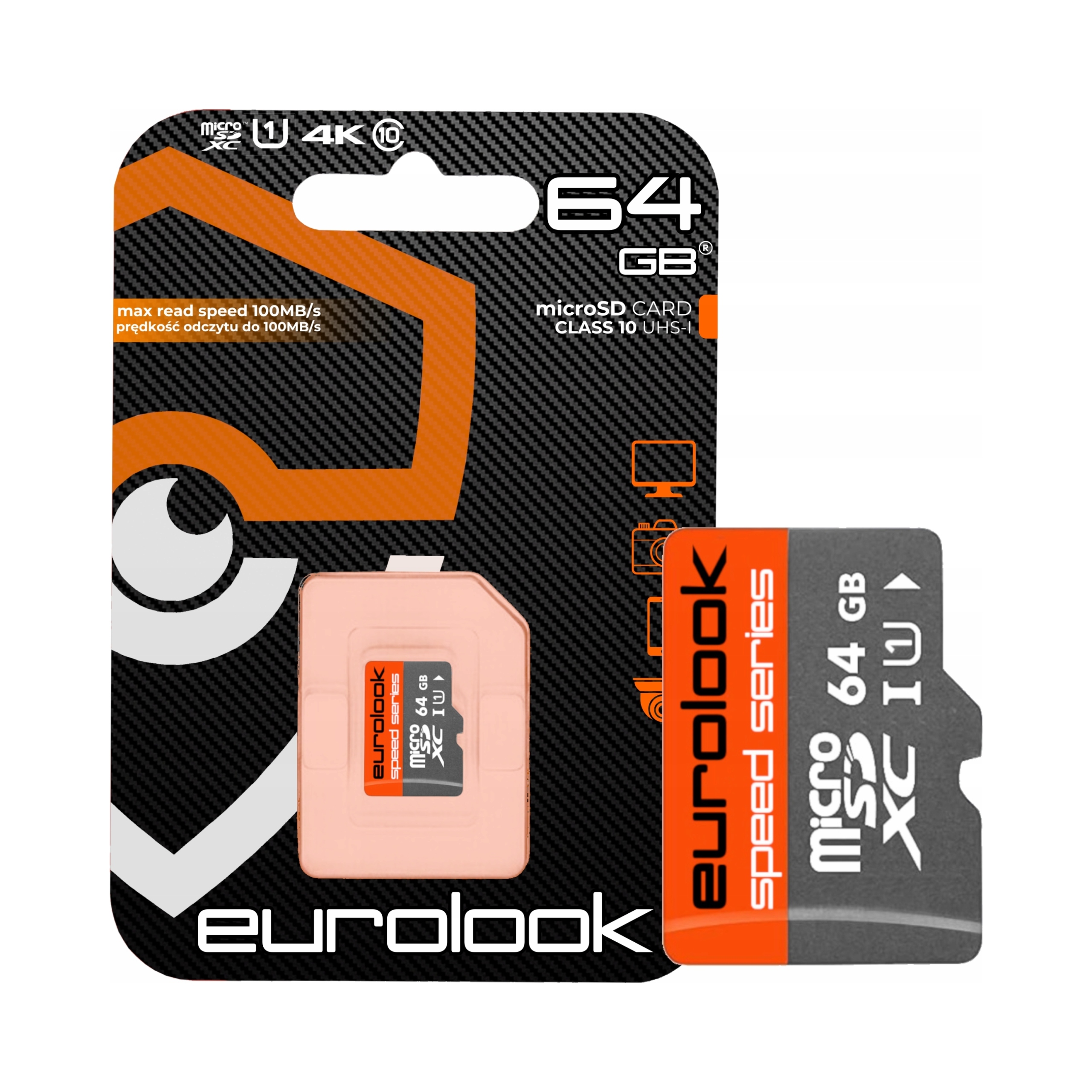 Karta microSD Eurolook 64 Gb class 10 V30 U3 do kamera zewnętrzna wew WiFi
