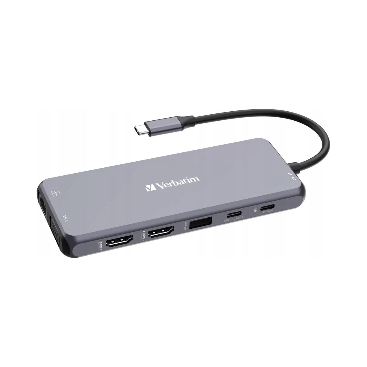 Usb Hub Verbatim 14-portový strieborný s Usb-c, Hdmi, Vga, RJ-45