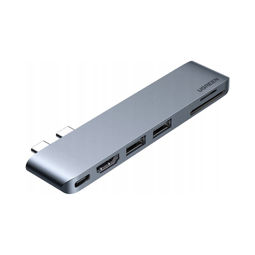 Adapter hub Ugreen CM380 2xUSB C HDMI/2xUSB 3.0/SDTF/USB C Pd szary