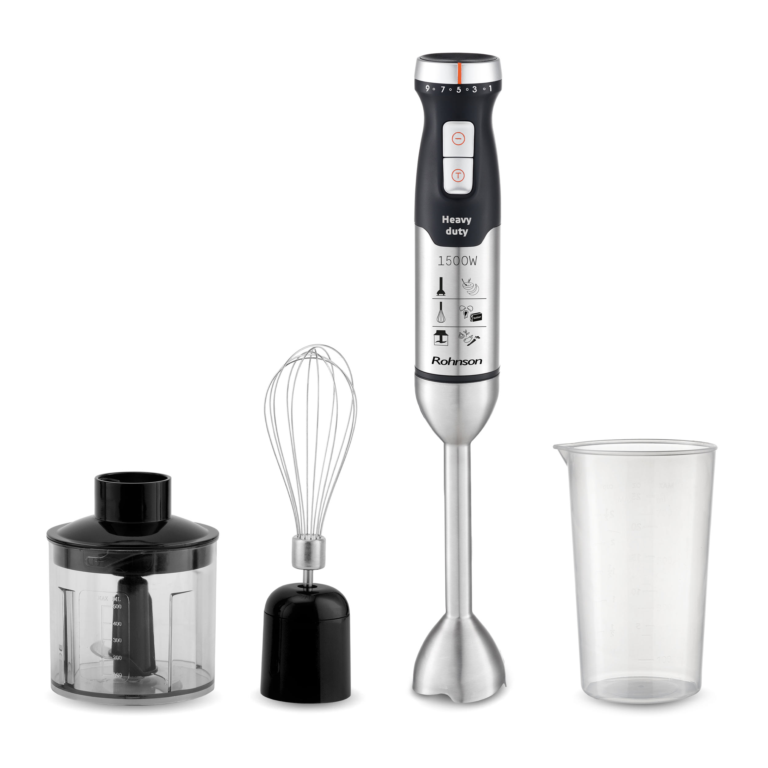 Tyčový mixér Rohnson R-5740 Heavy Duty 1500 W stříbrný/šedý