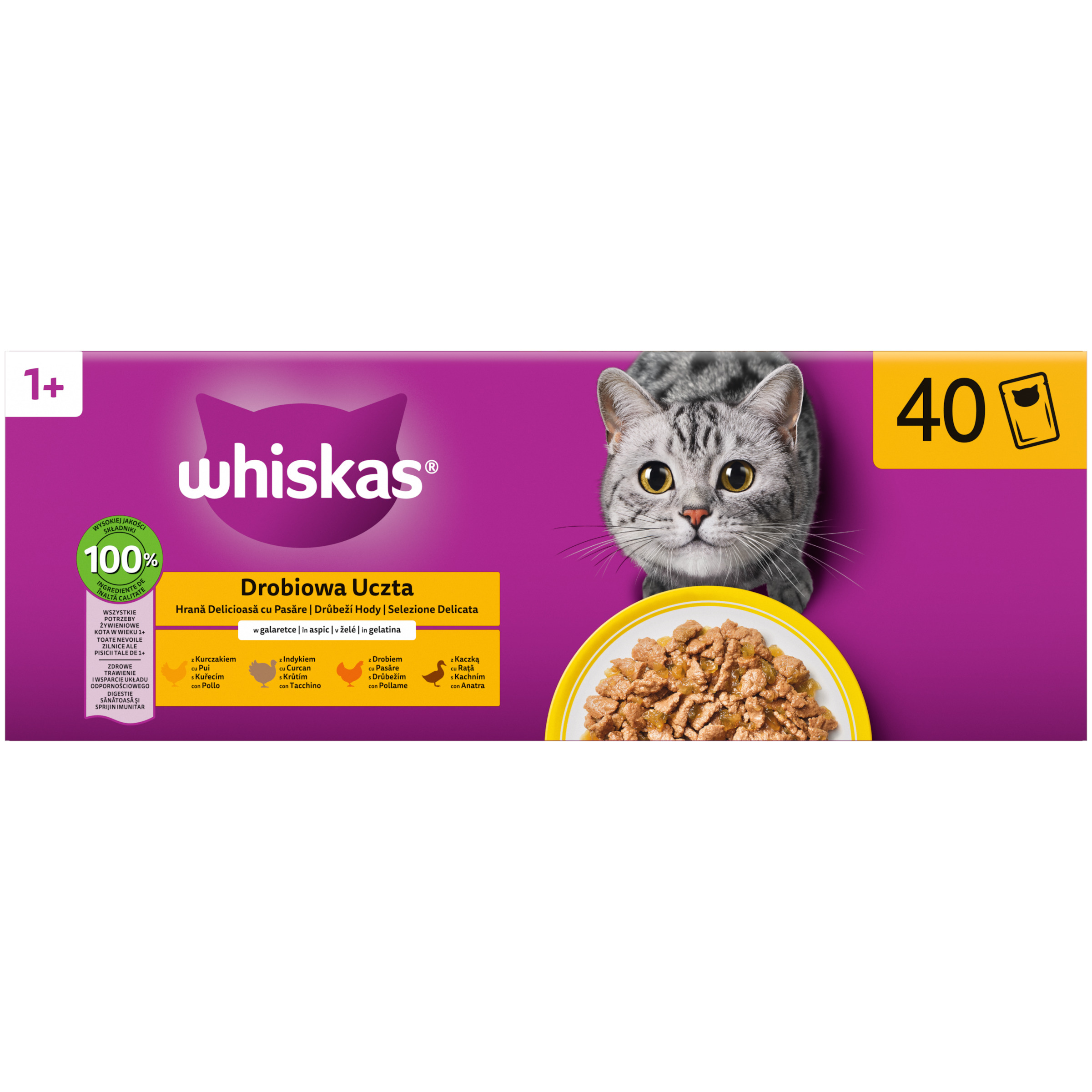 Whiskas kapsička Drůbeží výběr v želé 40pack