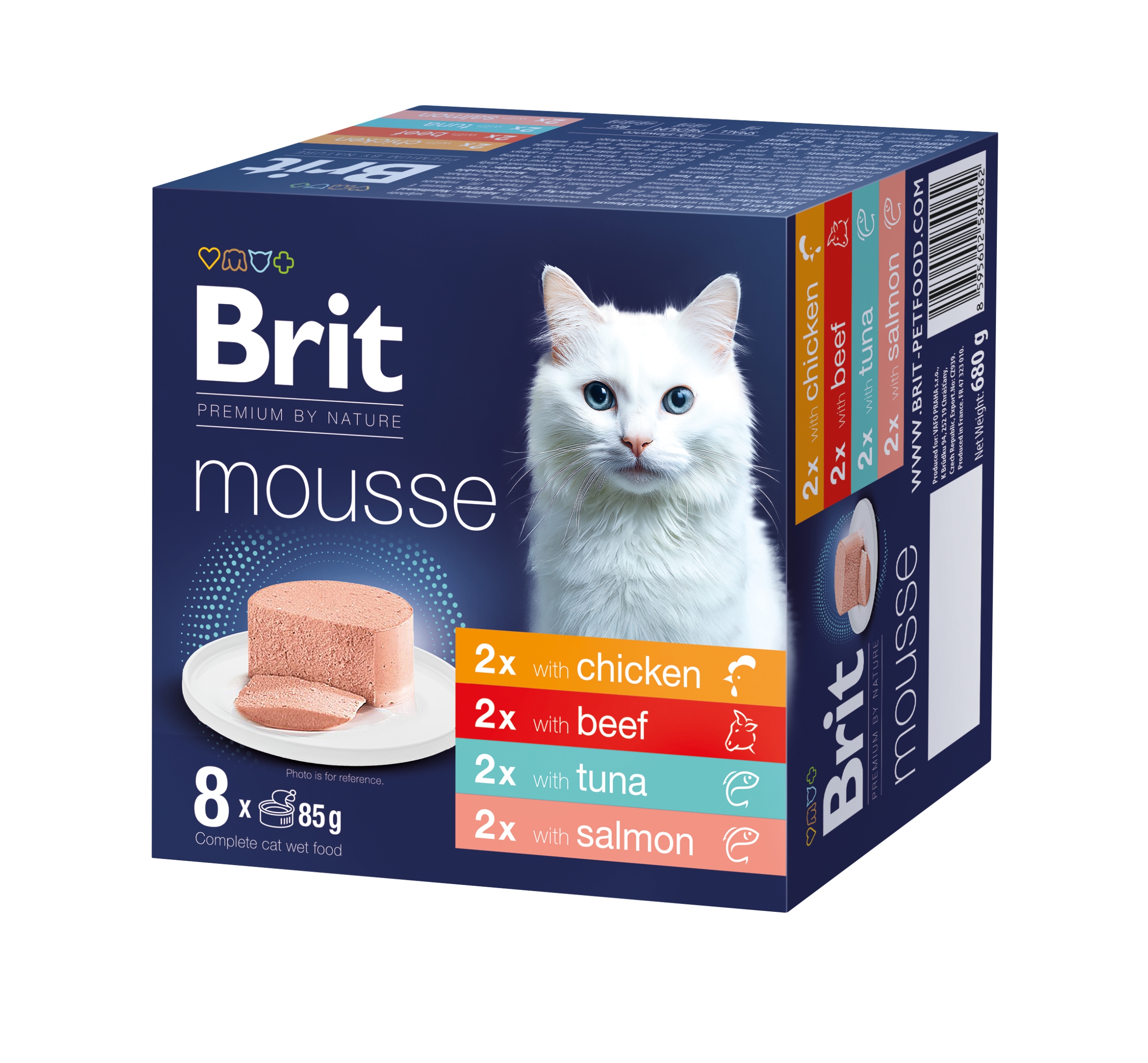 Levně Brit Premium by Nature Cat Mousse Multipack, 8 x 85 g Mix