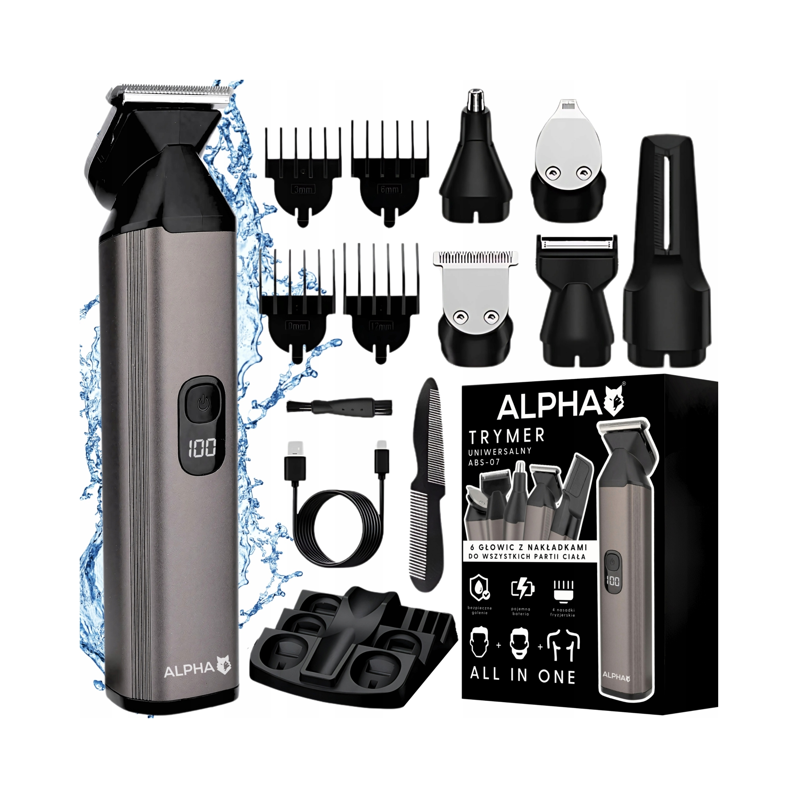 Zastřihovač nosu, vousů, těla Strojek na vlasy 10v1 Magnetické hlavice