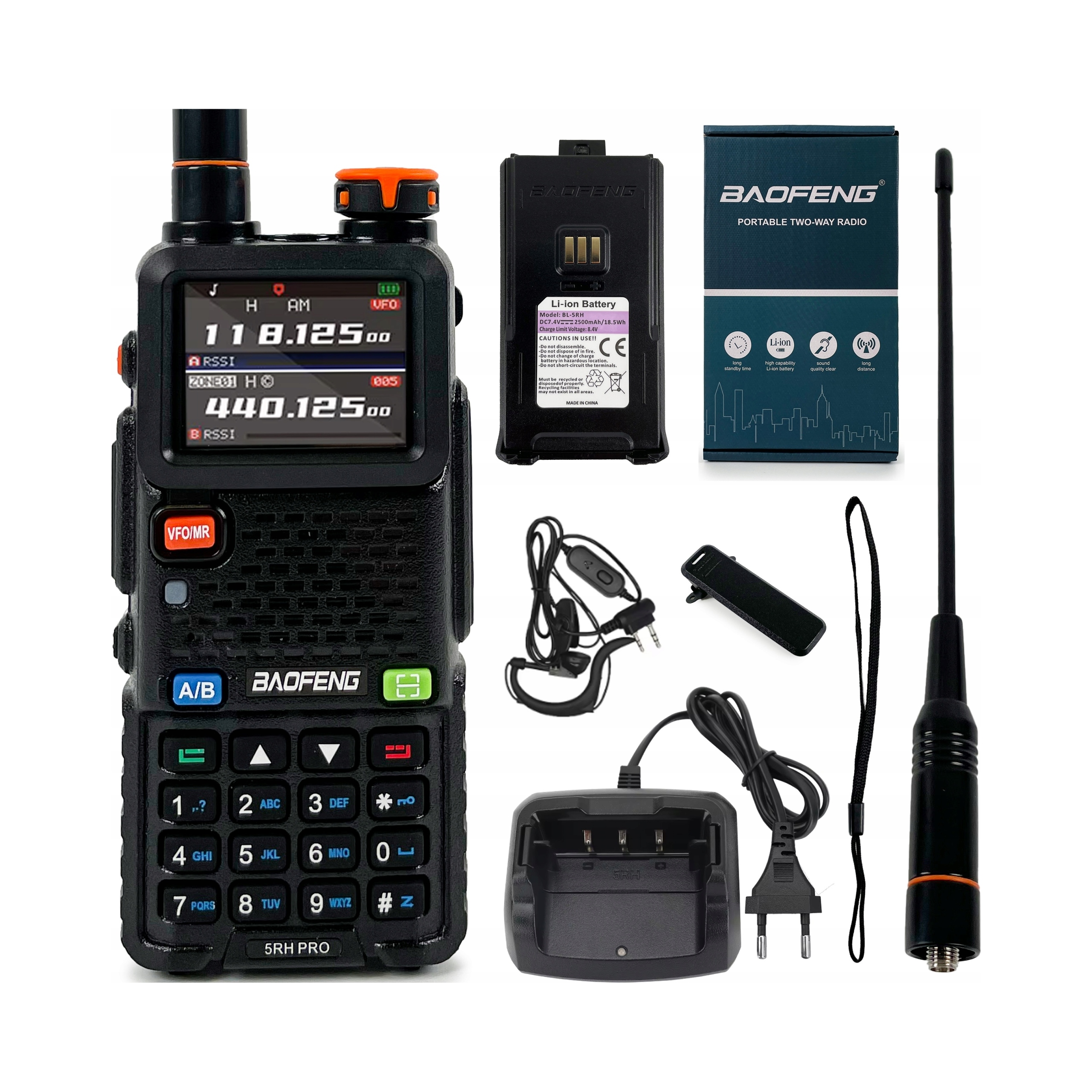 Krótkofalówka Baofeng UV-5RH PRO 10W radiotelefon skaner radio FM VHF UHF