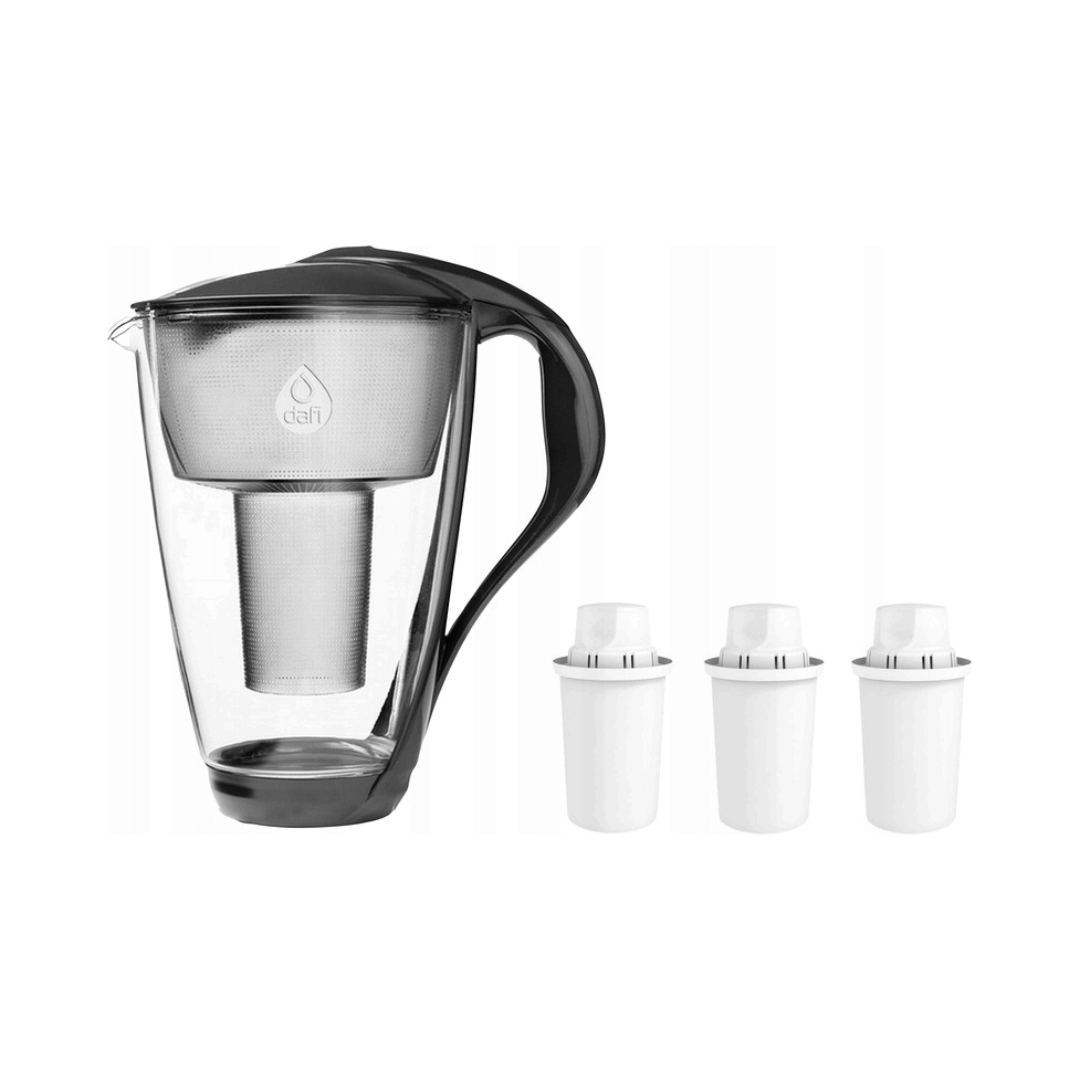Dzbanek filtrujący Dafi Szklany Crystal Led Czarny z 3 wkłady Classic