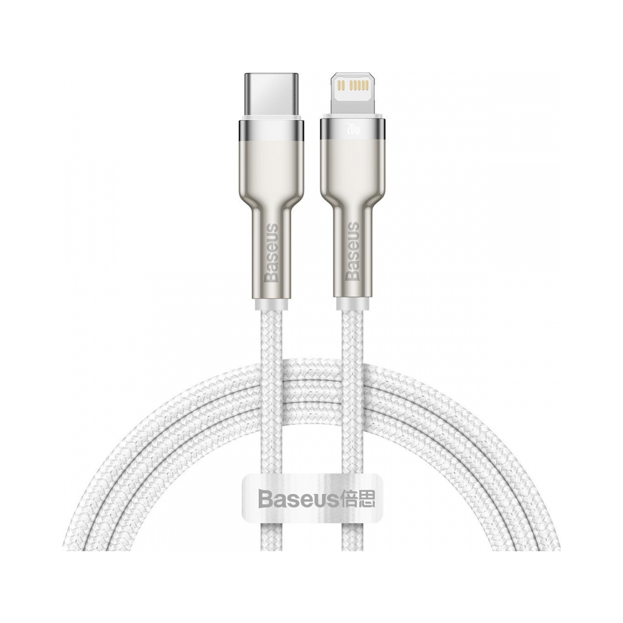 Kabel Baseus Cafule Series Metal Data Usb- C Lightning 20W Pd 1 m biały