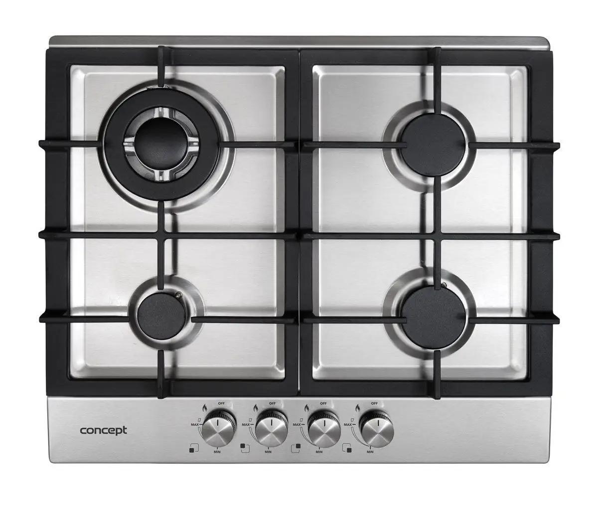 Plynová varná doska Concept PDV4760 wook nerezová oceľ brúsená, liatina