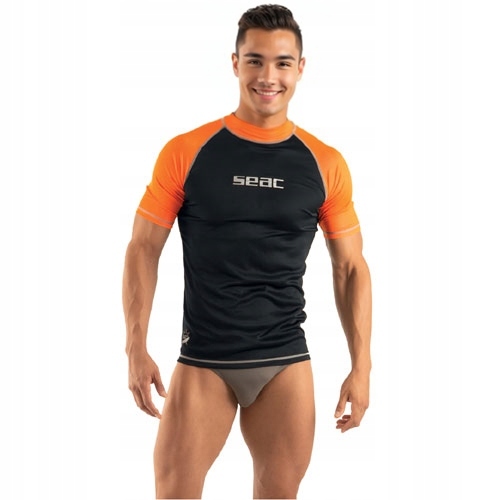 Koszulka pływacka Seac Rash Guard T-sun Short Black/orange Man czarny XXL